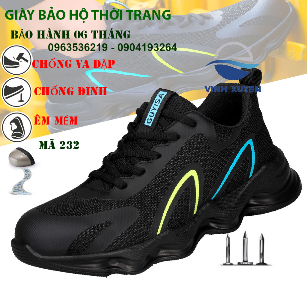 Giày bảo hộ lao động nhập khẩu GUYISA 0232 Siêu êm siêu nhẹ chống đinh bảo hành 6 tháng