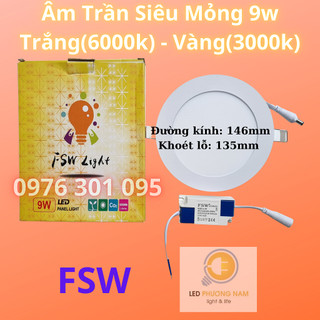 [BH 24 tháng] Bóng đèn led âm trần downlight 9W - tròn ( Trắng - Vàng ) - FSW