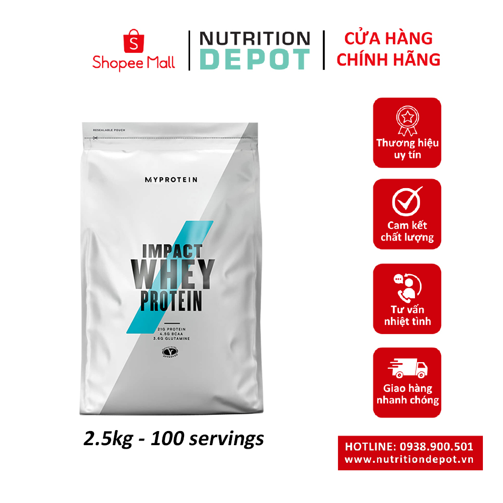 Sữa tăng cơ, giảm mỡ Impact Whey Protein Myprotein 2.5kg (100 lần dùng) - Nutrition Depot Vietnam