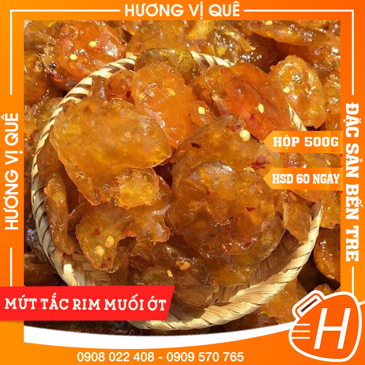 Mứt Tắc Rim Muối Ớt - Hộp 500g - Đặc Sản Bến Tre