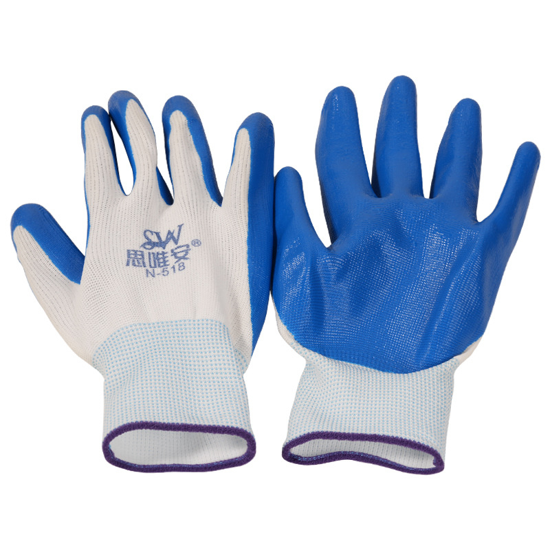 SÉT 10 ĐÔI Găng tay bảo hộ lao động phủ sơn xanh, mã 388, được trang bị cho công nhân bốc xếp hàng hoá, xây dựng...