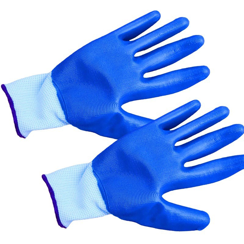 SÉT 10 ĐÔI Găng tay bảo hộ lao động phủ sơn xanh, mã 388, được trang bị cho công nhân bốc xếp hàng hoá, xây dựng...