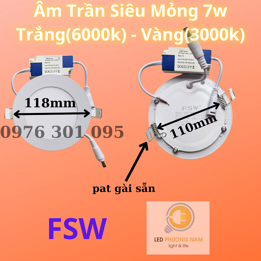 Bóng đèn led âm trần downlight 7W Tròn - Vuông