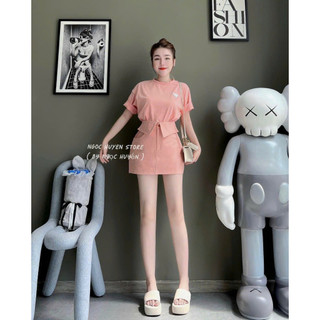 SET ÁO PHÔNG CHẤT COTTON TAY LỠ LOGO KẾT HỢP CHÂN VÁY KAKI NGẮN GẬP CẠP SIÊU XINH - MẶC ĐI CHƠI - ĐI TIỆC SÀNH ĐIỆU