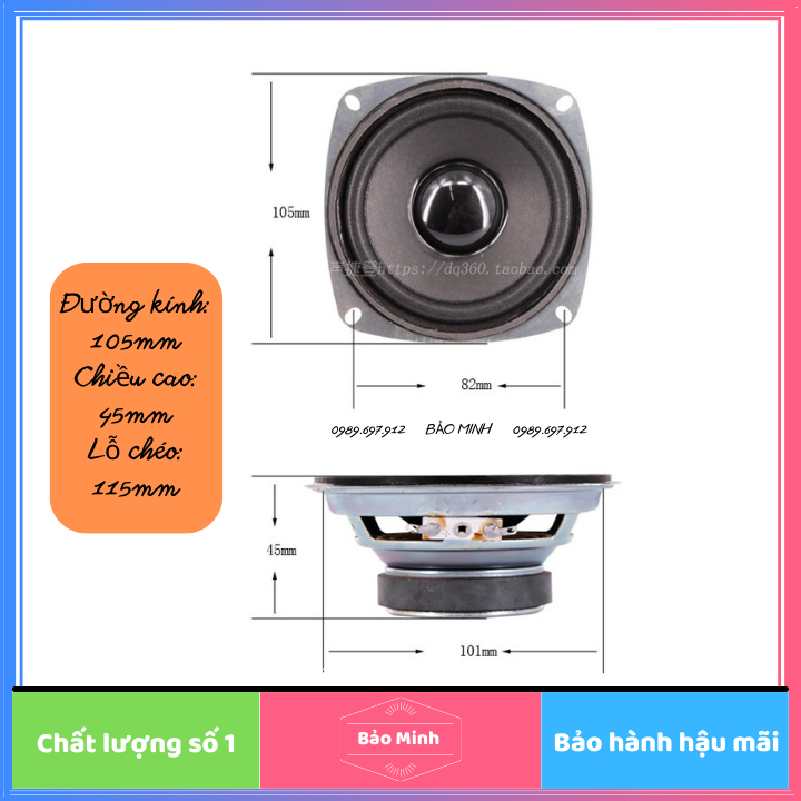 Củ loa toàn dải WEAH 4 inch 20w 4 Ohm nhập khẩu cao cấp | Loa toàn dải 4inch 20w