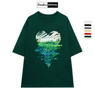 Áo Thun Nữ, Áo Phông Unisex By PEABOO Mã TN Breezing Heart Chất Cotton Thoáng Mát Form Rộng Tay Lỡ Cho Nam Nữ