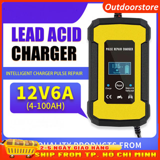 Sạc bình ắc quy ô tô xe máy 12V 4Ah - 100Ah tự ngắt khi đầy chức năng bảo dưỡng phục hồi ắc quy bằng khử sunfat