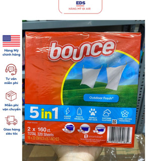 Giấy thơm quần áo Bounce Mỹ 5 In 1 160 tờ mùi hương tự nhiên, tươi mát dễ chịu - EDS Hàng Mỹ