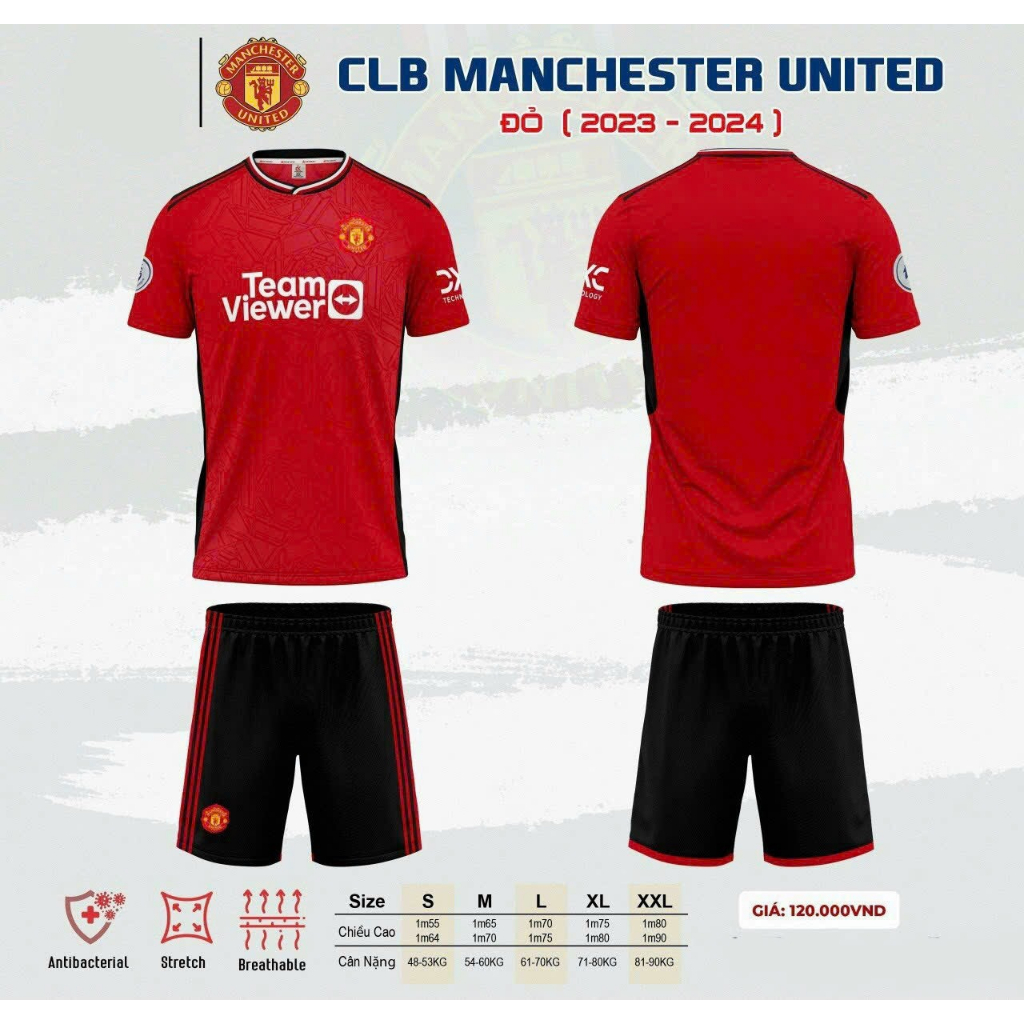 Bộ Đồ Đá Banh CLB MU màu đỏ