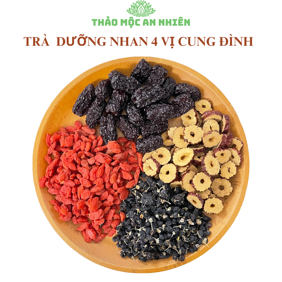 Trà dưỡng nhan 4 vị thảo mộc cung đình (Kỉ tử đen, kỉ tử đỏ, táo đỏ, táo đen) bổ máu, mát gan, bổ máu