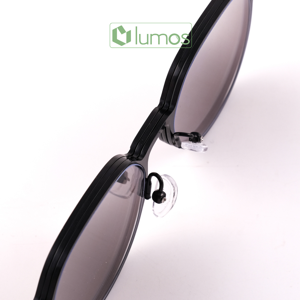Gọng kính cận Lumos đa năng 3in1 hợp kim nhôm siêu nhẹ dáng chữ nhật tròng kính chống tia UV chống chói 7023