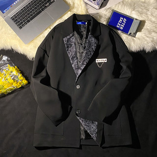 Áo blazer nam Hàn Quốc 2 lớp, áo khoác vest nam blazer dài tay cổ họa tiết 4695