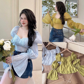 ÁO PEPLUM NUDE CỔ U TAY DÀI