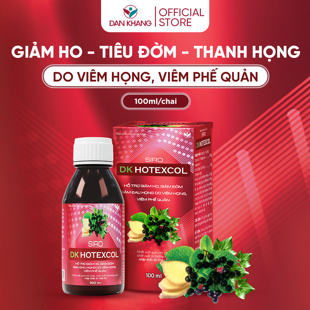 Siro Dân Khang Thanh Họng Giảm Ho DK HOTEXCOL Hộp 30 GóiX5ml & Lọ 100ml