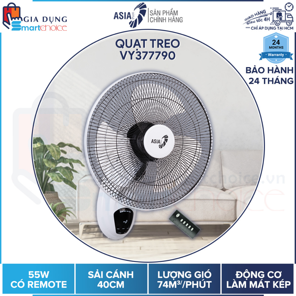 GIÁ SHOCK QUẠT TREO REMOTE ASIA, QUẠT TREO ASIAVINA VY377790  GIADUNGSMARTCHOICE GIAO HỎA TỐC