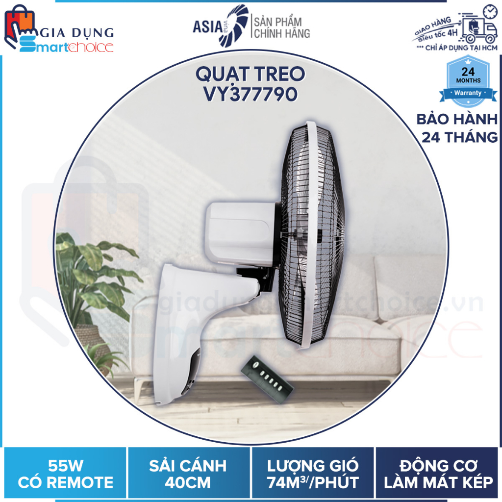 GIÁ SHOCK QUẠT TREO REMOTE ASIA, QUẠT TREO ASIAVINA VY377790  GIADUNGSMARTCHOICE GIAO HỎA TỐC