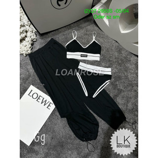 Set 3 món áo bra, quần trong, quần jogger dài chất gân mềm