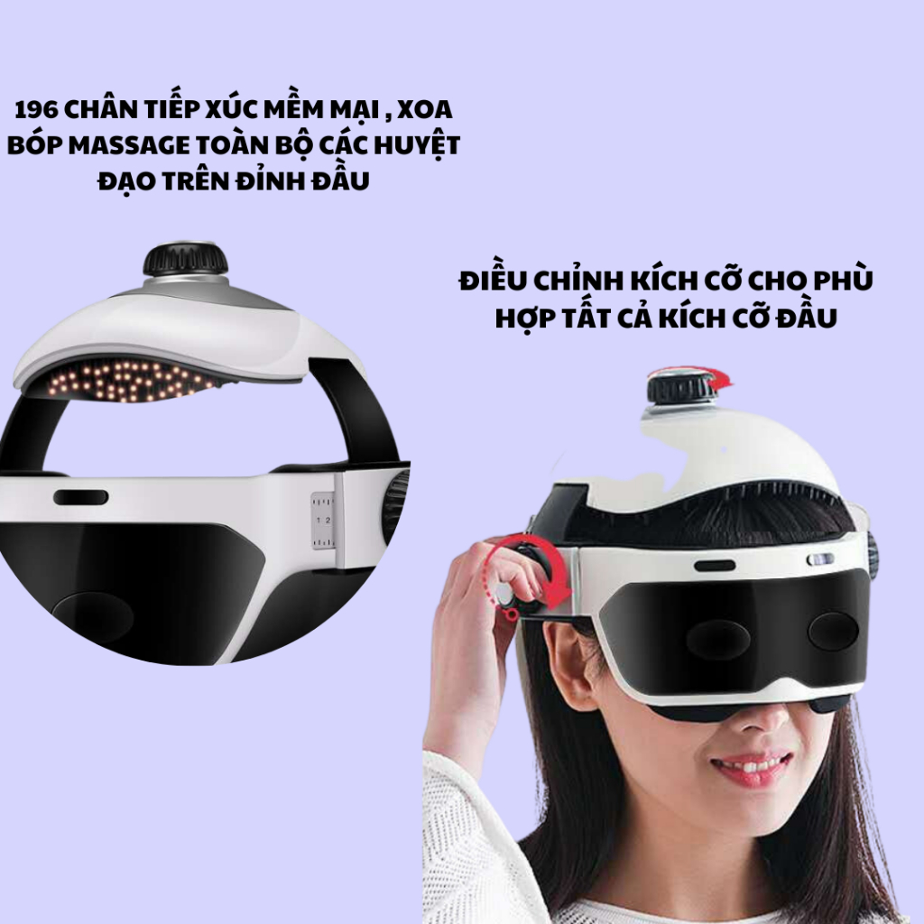 Máy massage đầu cao cấp DAITASHI ZC-608,mát xa nén khí gia nhiệt kết hợp bluetooth nghe nhạc thư giãn