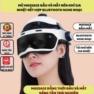 Mũ massage đầu nén khí gia nhiệt cao cấp kết hợp Bluetooth nghe nhạc thiền