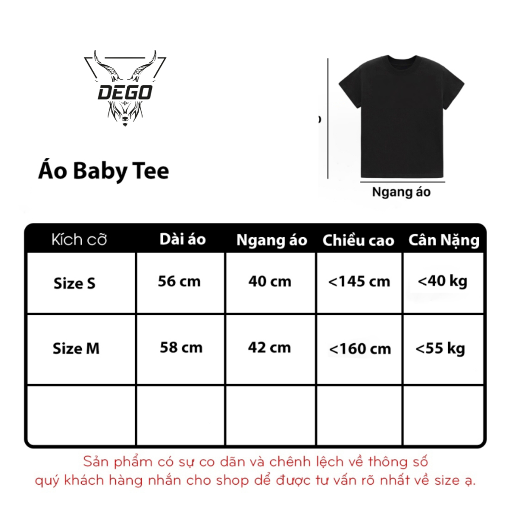 Áo Thun Baby Tee Trơn DEGO Cotton 100% 4 Chiều Unisex ngắn tay cổ tròn cao cấp 201