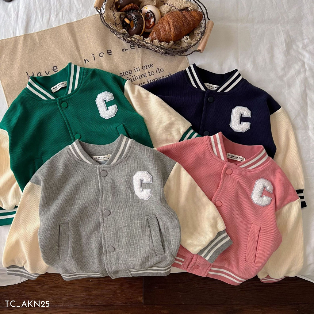 Áo khoác bomber cho bé EMBES KIDS, áo khoác thu đông trẻ em từ 11kg - 31kg