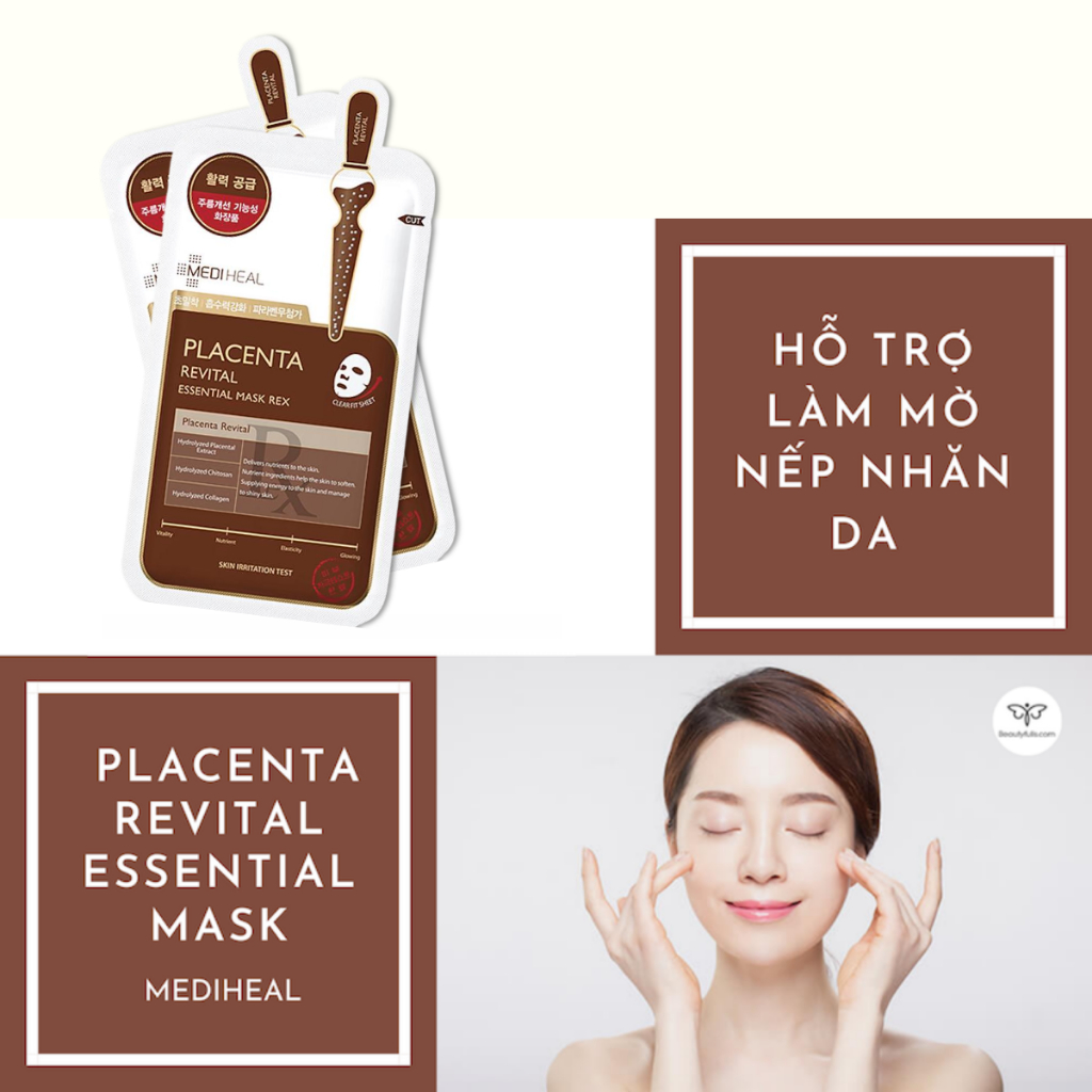 Mặt Nạ Giấy Mediheal Mask Placenta Rex Dưỡng Ẩm Giảm Mụn Trắng Da Hàn Quốc 24ml