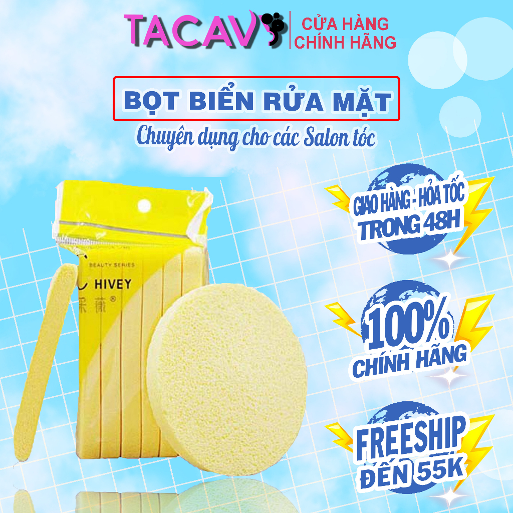 ❌HÀNG LOẠI 1 -  Bông nở rửa mặt bọt biển Chivey 12 miếng, Bông rửa mặt bọt biển
