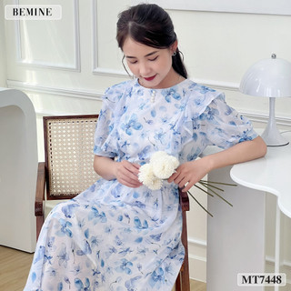 Đầm hoa nhí cổ tròn tay bèo BEMINE MT7448