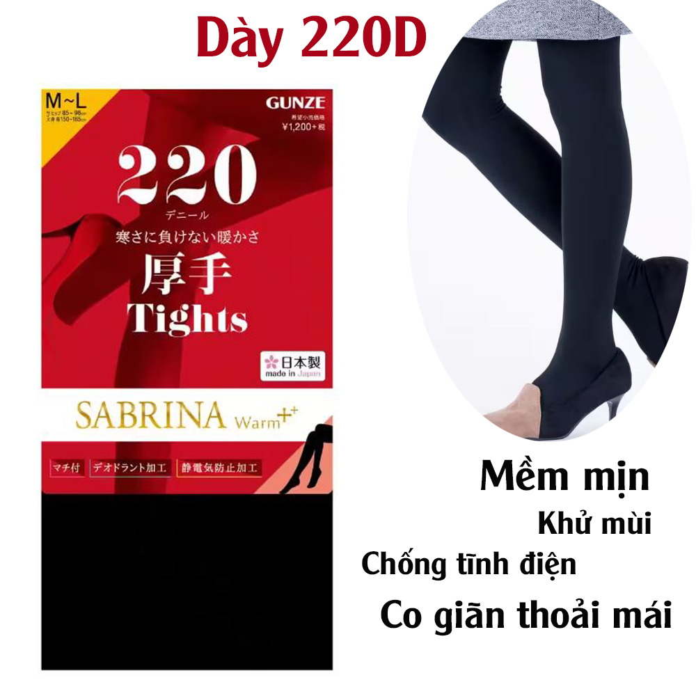Vớ Quần tất dày giữ nhiệt Nhật Bản dòng SABRINA Warm+ Tights giữ ấm dày 220D mềm mịn co giãn cực tốt