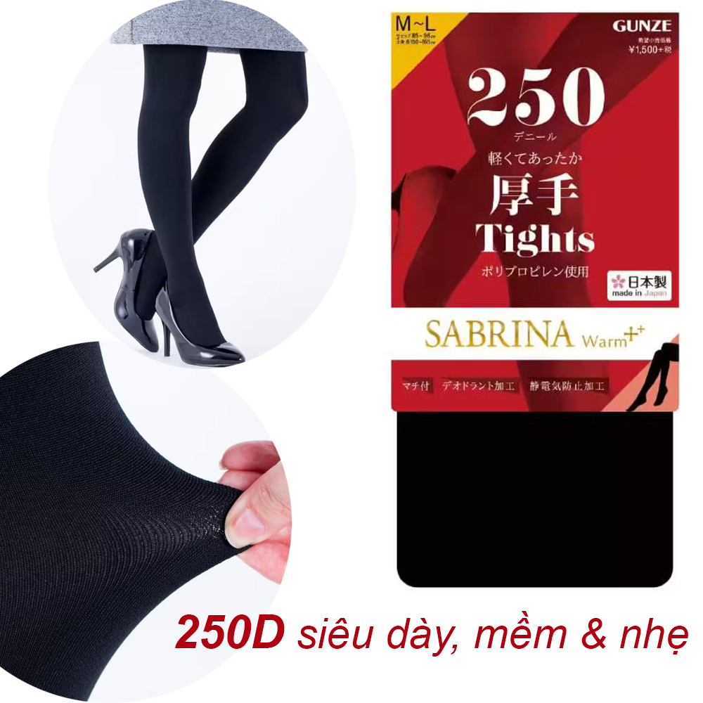 Vớ Quần tất siêu dày giữ ấm SABRINA Warm+ Tights dày 250D chất liệu nhẹ mềm form rộng siêu co giãn