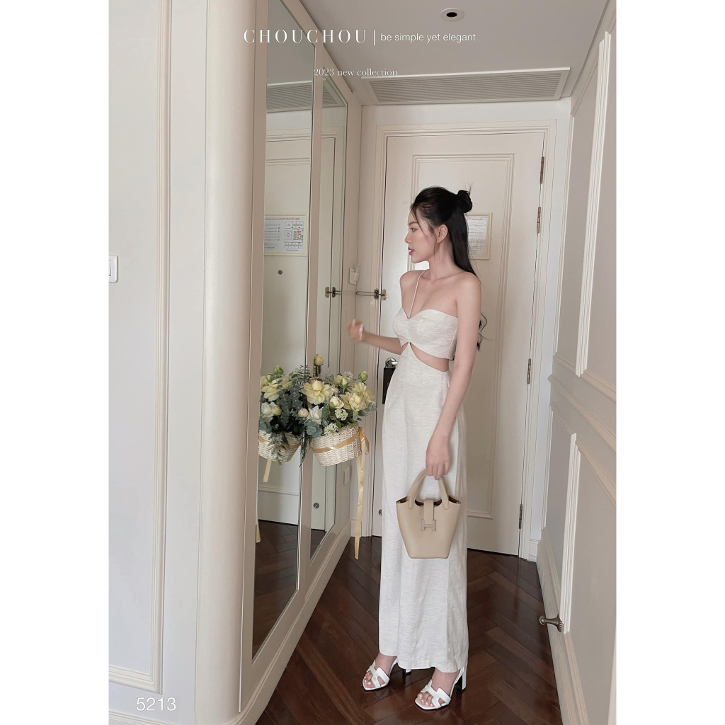 Jumpsuits nữ cúp ngực đan dây yếm khoét eo với tone màu nhẹ nhàng thanh lịch, sáng da dành cho các nàng teen