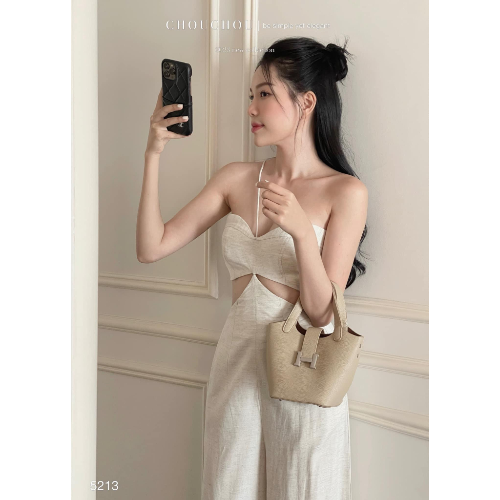 Jumpsuits nữ cúp ngực đan dây yếm khoét eo với tone màu nhẹ nhàng thanh lịch, sáng da dành cho các nàng teen