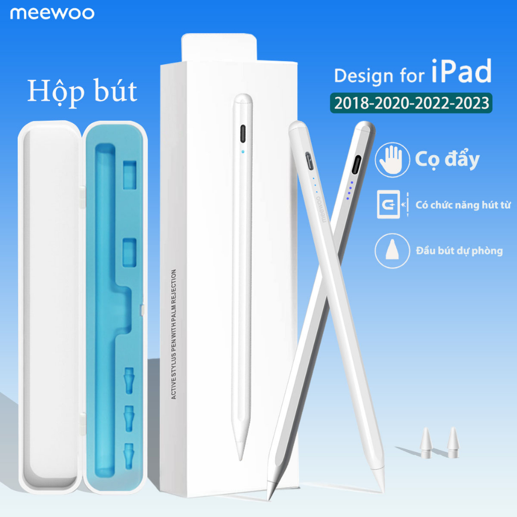 Meewoo Bút cảm ứng cho ipad Pencil 9th Gen 8th 7th 6th Air 4 5 Pro 11 12.9 2018 - 2022 Mini 6 Stylus Pen