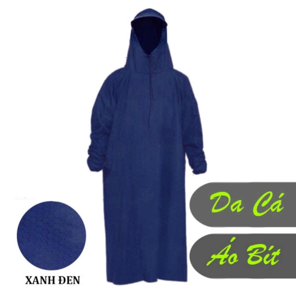 Áo mưa Bít vải dù Da Cá/ Tổ Ông siêu chống thấm nước, cao cấp, dài1,4 mét, có đủ màu cho khách lựa