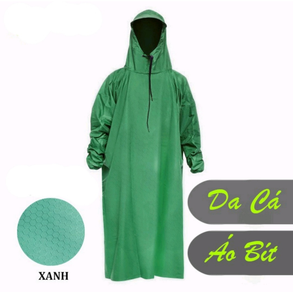 Áo mưa Bít vải dù Da Cá/ Tổ Ông siêu chống thấm nước, cao cấp, dài1,4 mét, có đủ màu cho khách lựa