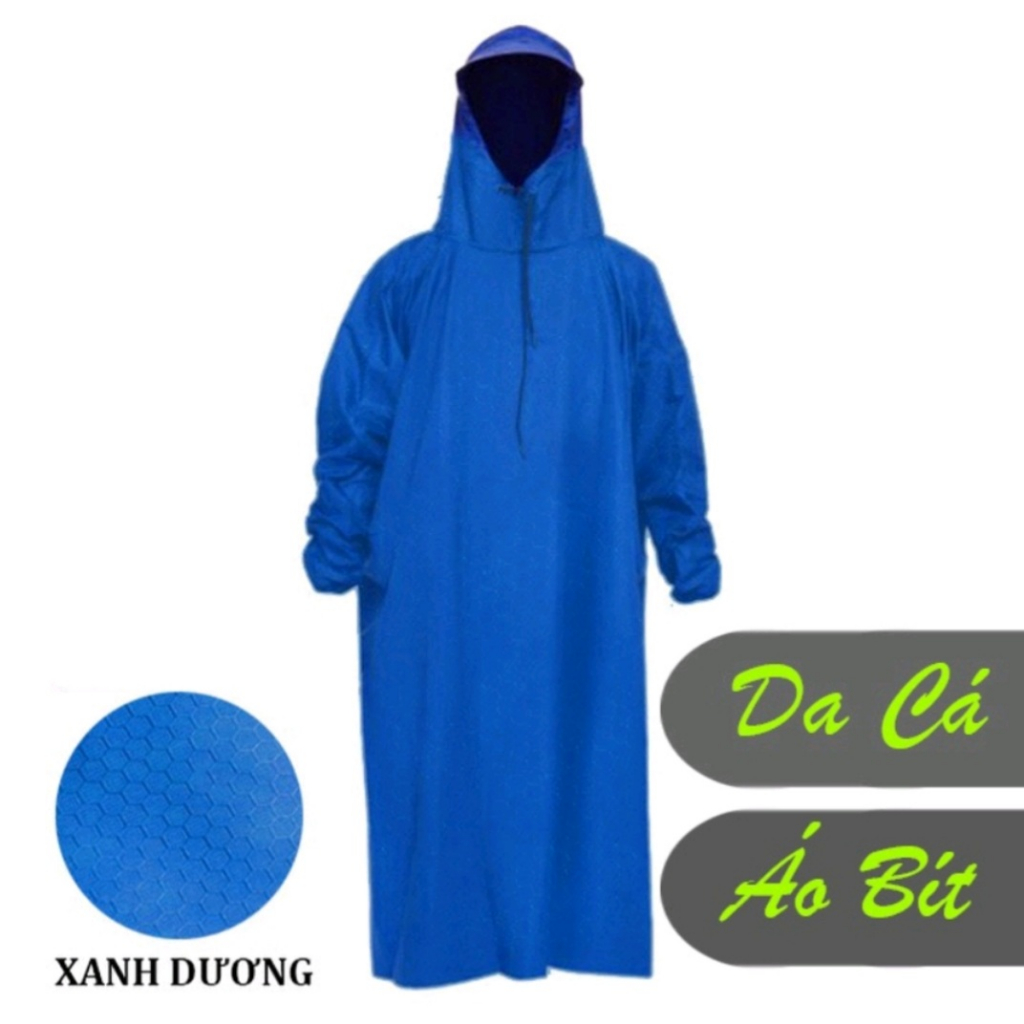Áo mưa Bít vải dù Da Cá/ Tổ Ông siêu chống thấm nước, cao cấp, dài1,4 mét, có đủ màu cho khách lựa