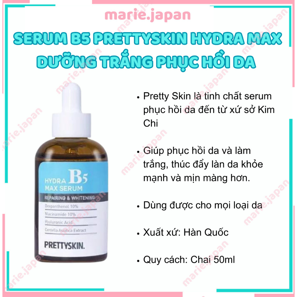 Serum B5 Pretty Skin Hydra Max Dưỡng Trắng Phục Hồi Da - Chai 50ML