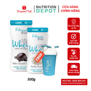 Combo 2 hũ sữa skinny whey protein isolate with collagen fitique nutrition 500g - tặng 1 shaker - best before : 06/2024