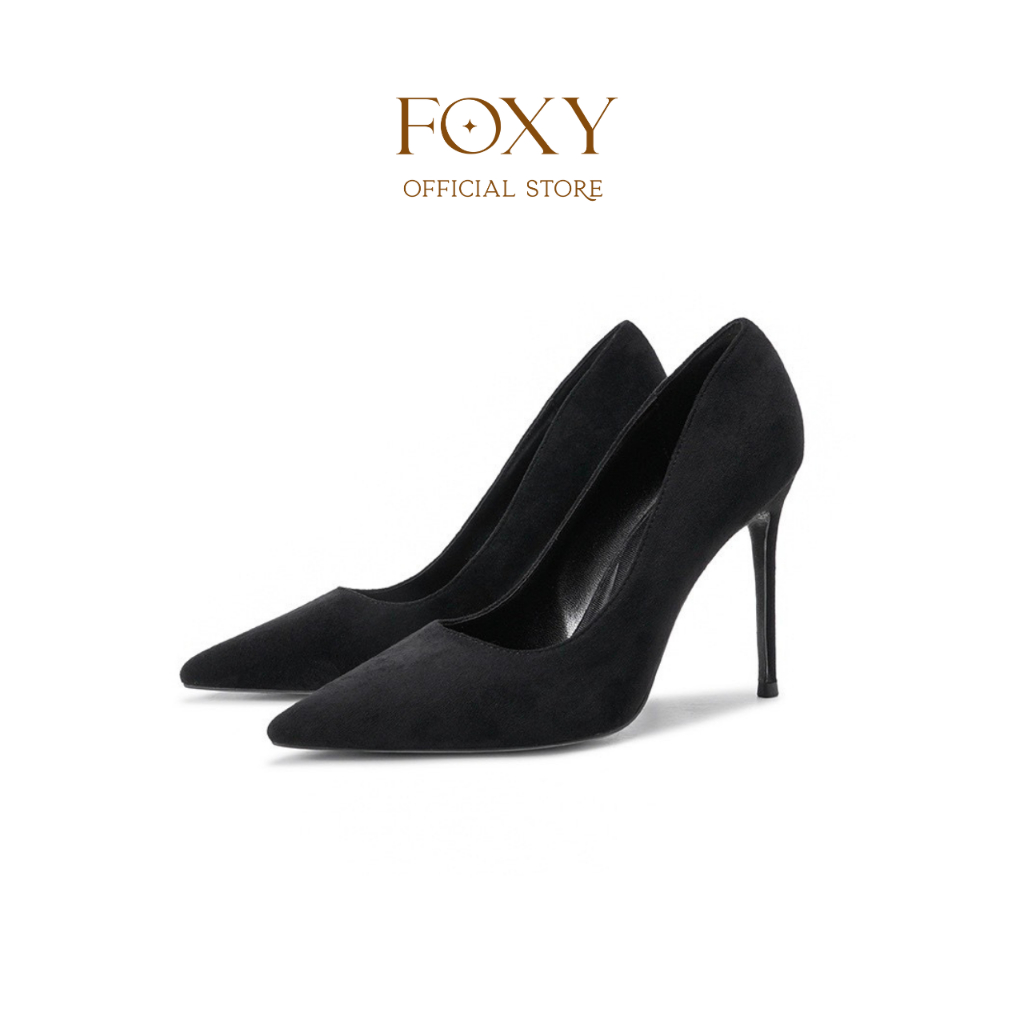 Giày cao gót nữ FOXY slingback bít mũi màu đen basic - FOX082