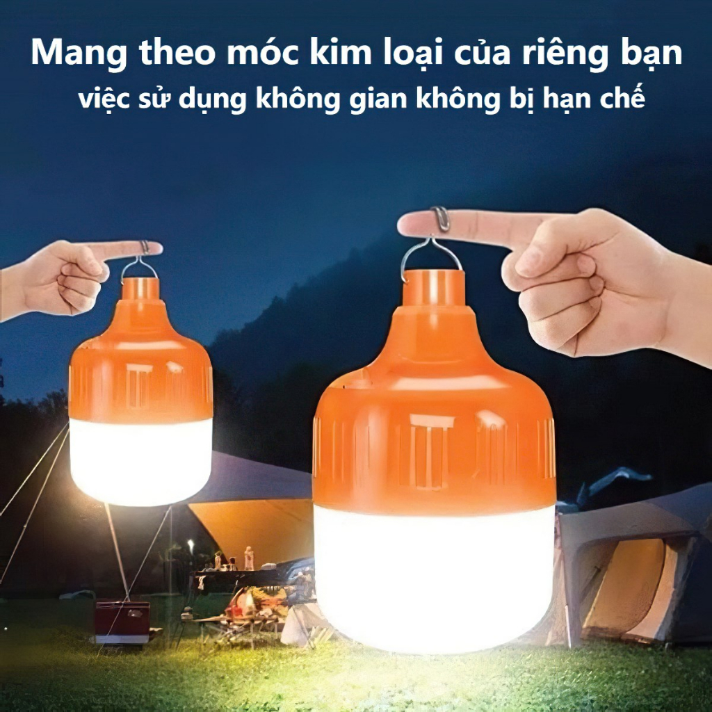 Bóng đèn Led sạc tích điện 300w có móc treo không cần dây điện - với 3 chế độ 300w bóng đèn tiết kiệm điện