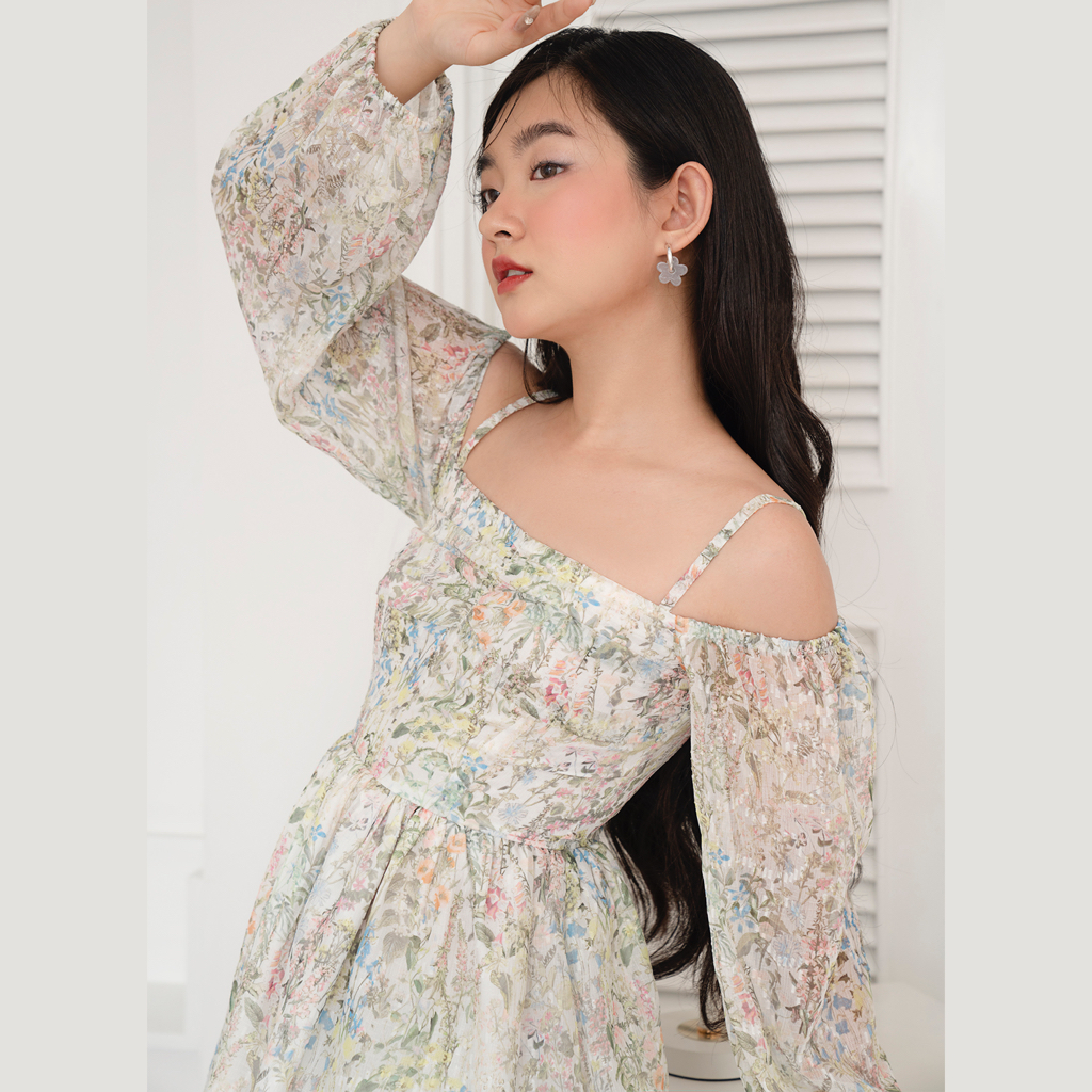 BLEUBIRD Váy voan hoa dáng xòe Roselle Dress