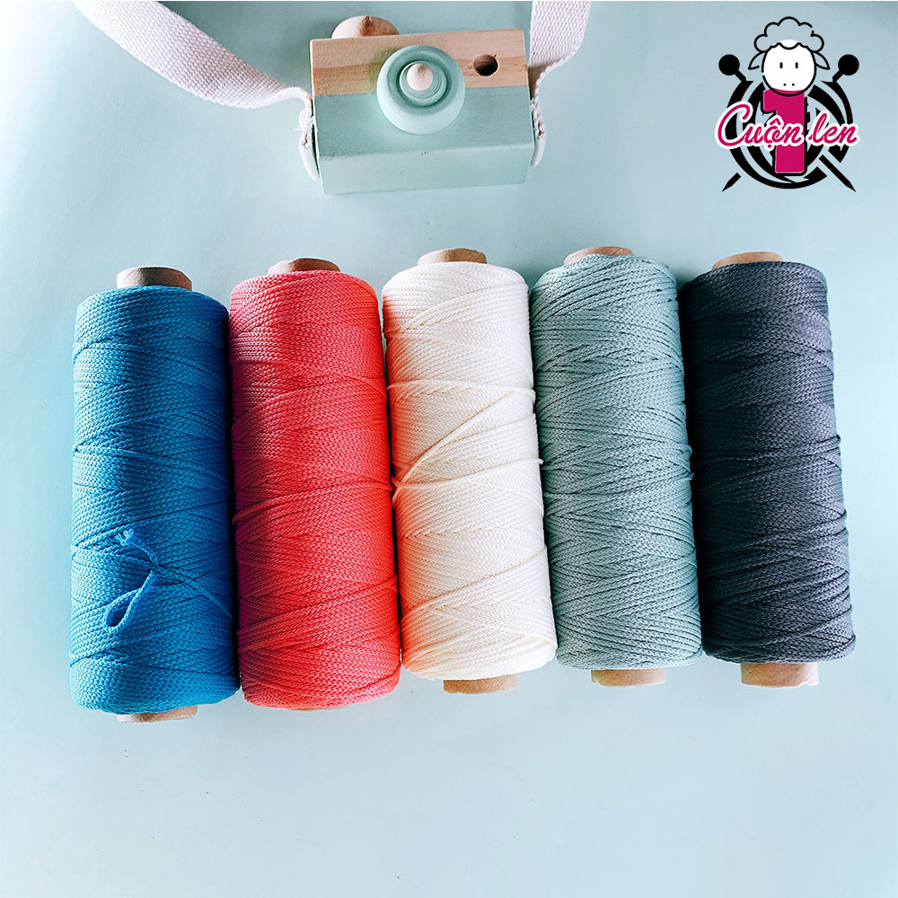 Sợi dệt trơn Cotton Craff Yarn 2mm móc nón, túi, ví 125g  - 1 CUỘN LEN