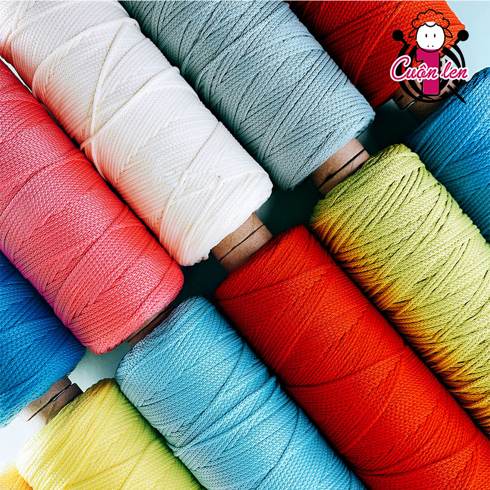 Sợi dệt trơn Cotton Craff Yarn 2mm móc nón, túi, ví 125g  - 1 CUỘN LEN