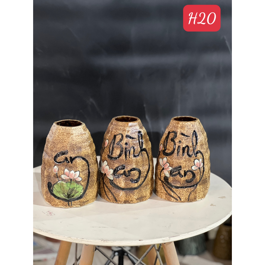 Siêu Rẻ - Bình Hoa Lọ Hoa Bát Tràng Dáng Sỏi Số 3 H20cm Decor Trang Trí Nội Thất Cắm Hoa Quà Tặng Lưu Niệm Tân Gia .....