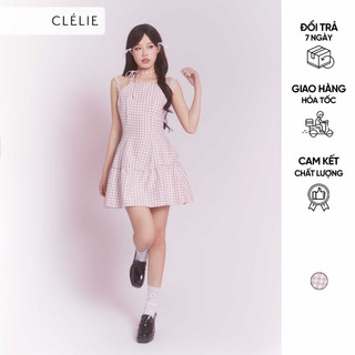 Đầm caro chữ a hai dây cổ yếm | feminine dress - clélie