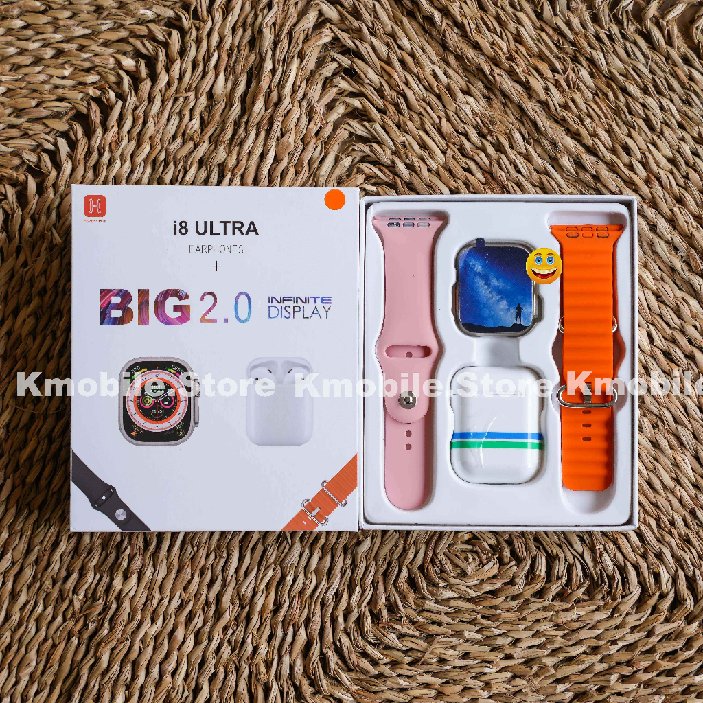 Đồng Hồ Thông Minh i8 Ultra Bluetooth TWS 2 Trong 1, Tặng kèm tai nghe và dây đeo phụ