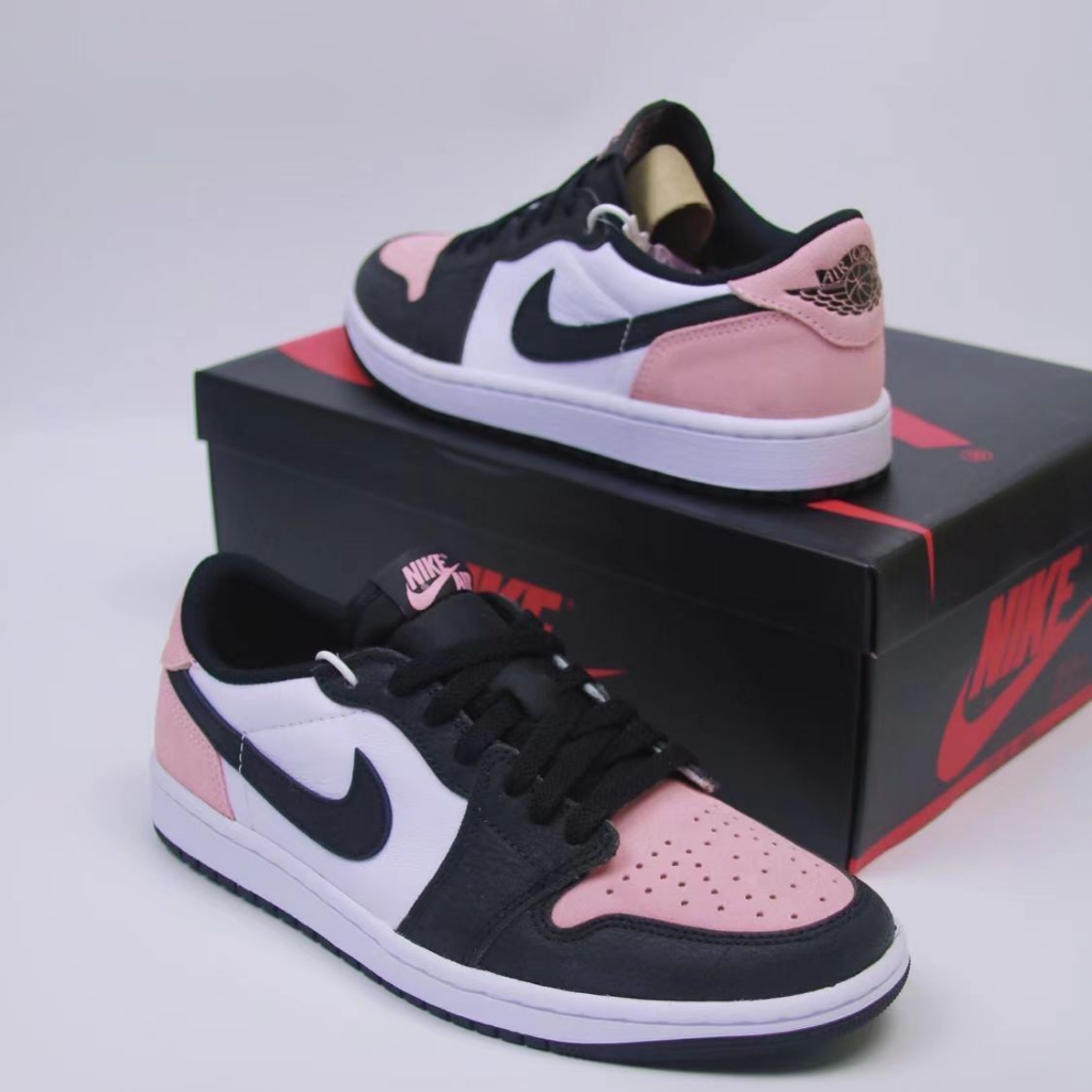 （Hàng chính hãng）-Giày thể thao nam Nike Air Jordan 1 loại kiểu thấp giày chạy bộ giày nike bống rổ-Black pink