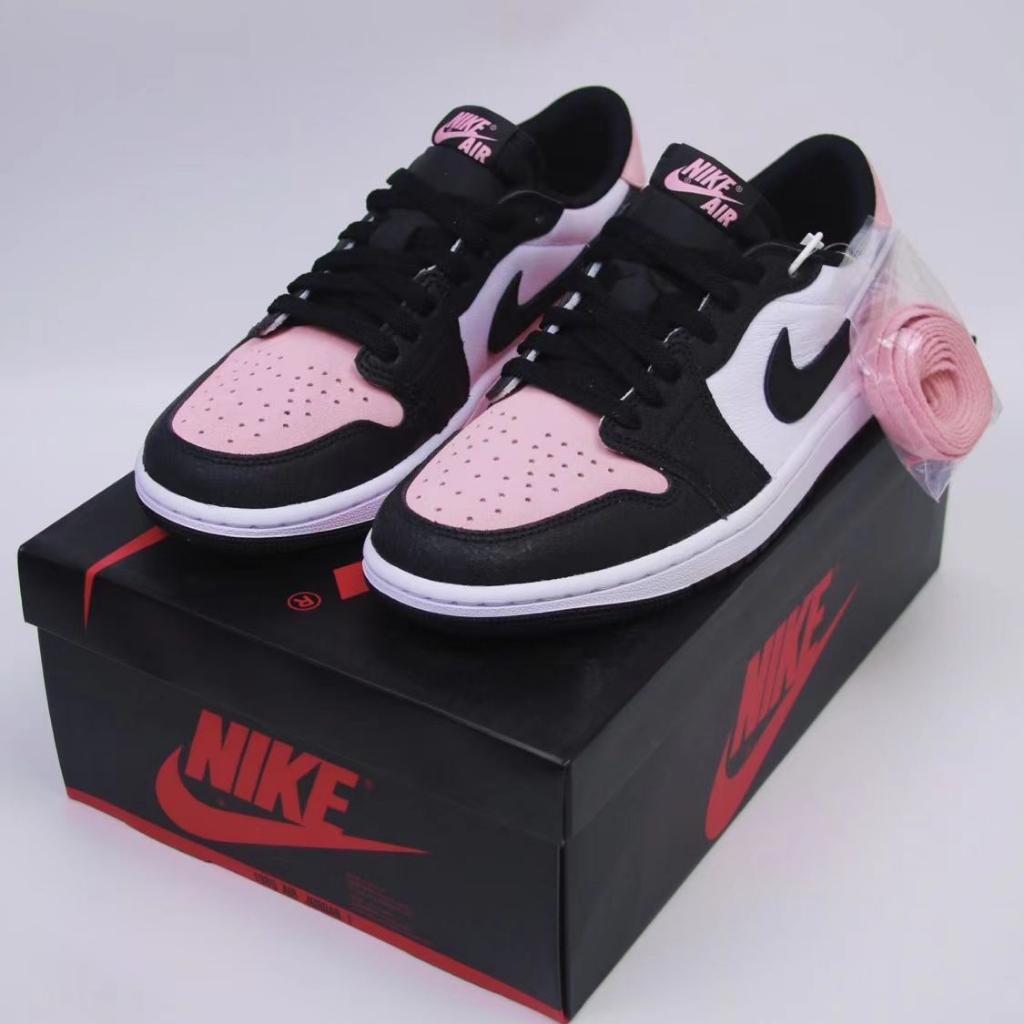 （Hàng chính hãng）-Giày thể thao nam Nike Air Jordan 1 loại kiểu thấp giày chạy bộ giày nike bống rổ-Black pink