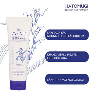 Sữa rửa mặt trắng da Hatomugi Naturie Cleansing Foam hạt Ý Dĩ Nhật Bản