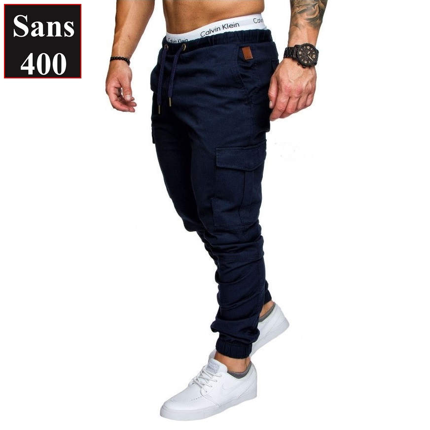 Quần jogger kaki nam túi hộp Sans400 thoáng mát thể thao cạp chun bo gấu dài big size bigsize 3xl 4xl 5xl đen xám xanh